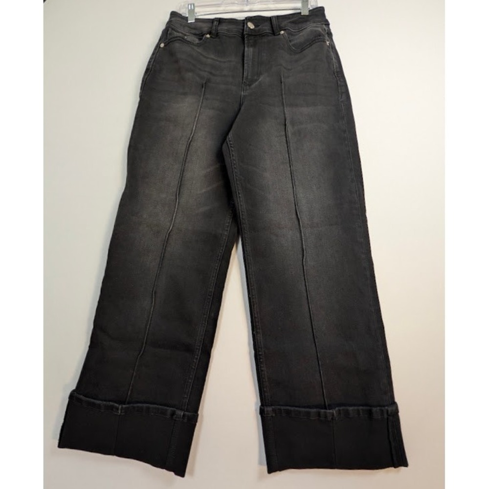 Dear John Denim Jeans 31x27.5 Black Holly High-Rise Straight Cuffed‎ Front Seam